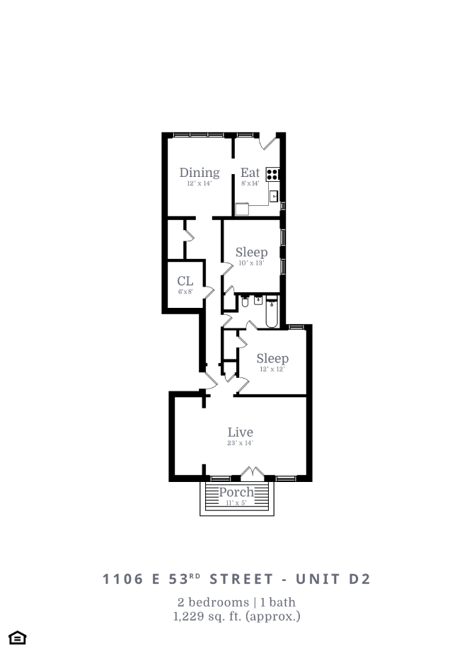 Floor plan for 3 beds, 1 bath, 1420 sqft